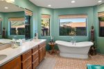 The master bathroom is luxurious